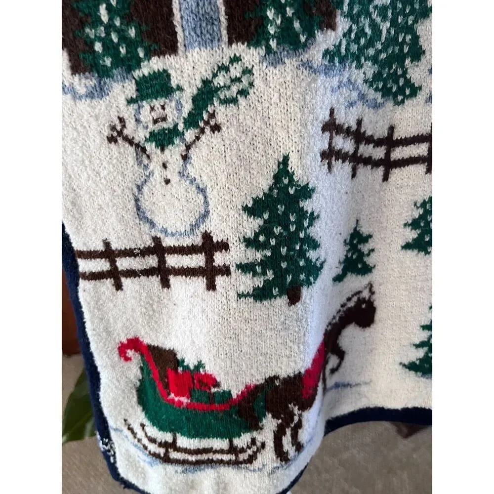 Vintage Snowy Scene Christmas Sweater L/XL